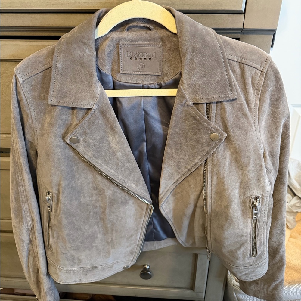 BLANKNYC. Gray suede moto jacket. Great condition likely new, used once. Size M.